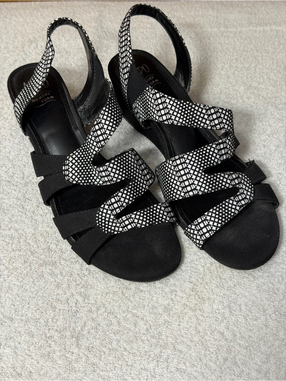 Impo GeeGee Stretch Wedge Sandals Slingback Strappy Memory Foam Comfort Open-Toe